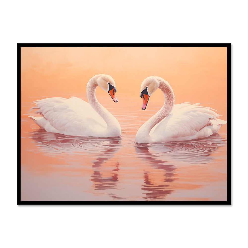 Elegant Swan Pair in Reflective Calm - For Marital Bliss