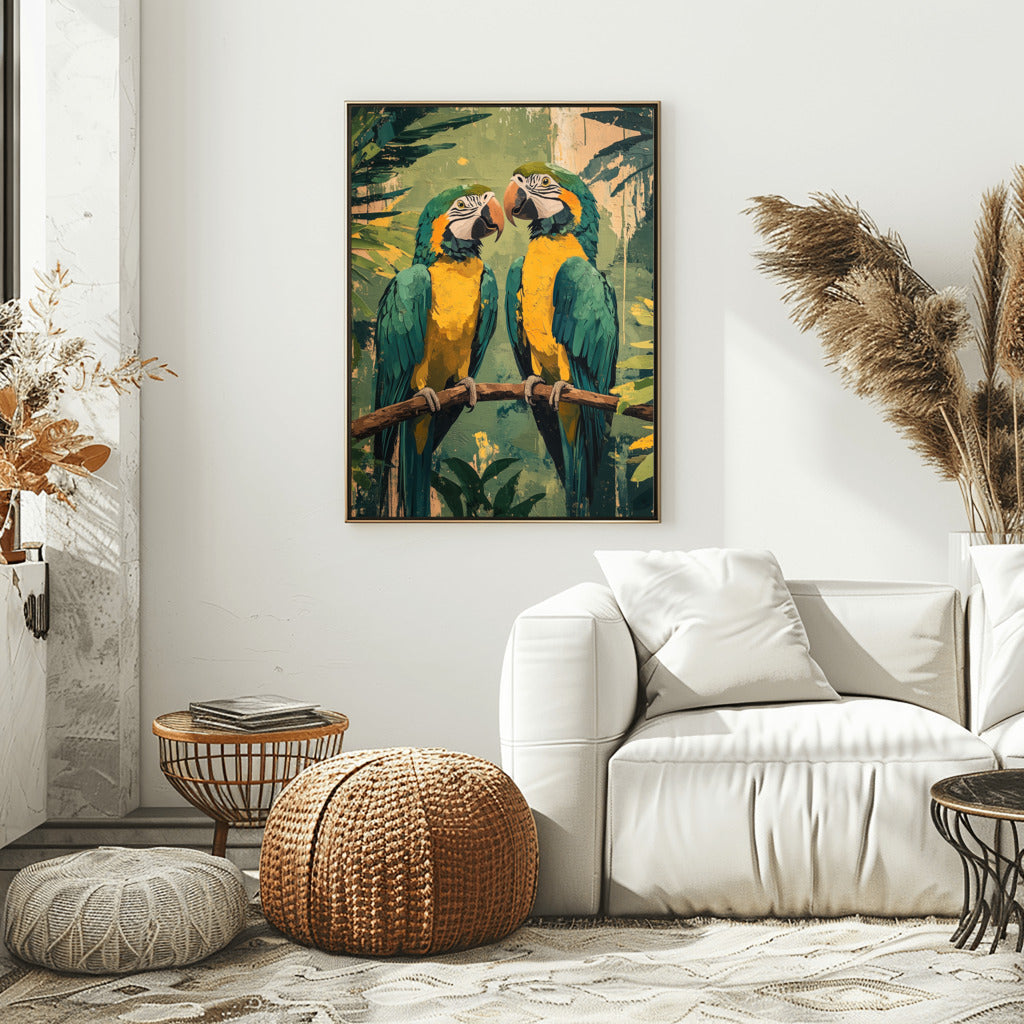 Vibrant Macaw Pair - Vastu Painting To Symbolizes Love And Vibrant Energy