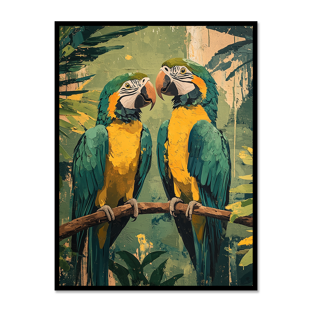 Vibrant Macaw Pair - Vastu Painting To Symbolizes Love And Vibrant Energy