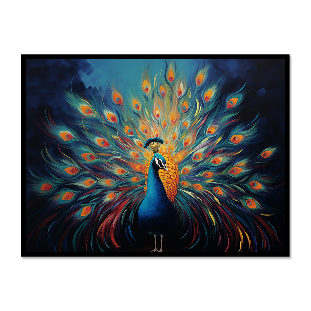 Luminous Feathers Peacock in Radiant Glory - Vastu Painting for Fame and Success