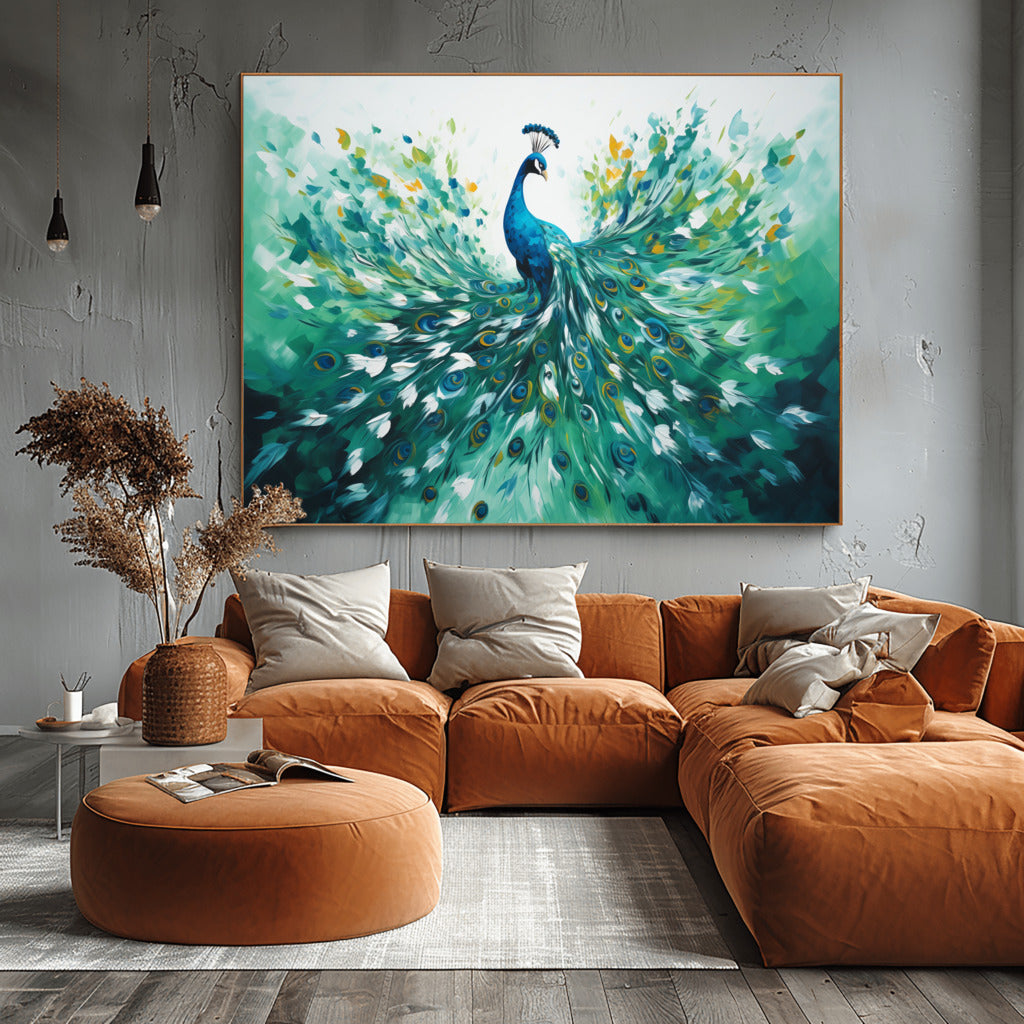 Splendid Serenity Peacock in Tranquil Pose - Vastu Painting for Knowledge and Wisdom