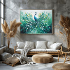Splendid Serenity Peacock in Tranquil Pose - Vastu Painting for Knowledge and Wisdom