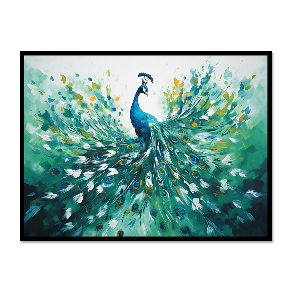 Splendid Serenity Peacock in Tranquil Pose - Vastu Painting for Knowledge and Wisdom