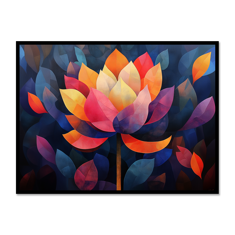 Radiant Lotus in Peaceful Reflection - Vastu Painting For Financial Growth