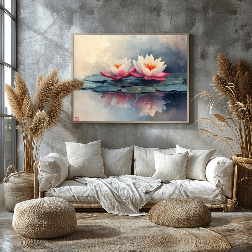 Mystic Lotus Echoes of Peaceful Waters - Vastu Painting for Growth and Career Opportunities