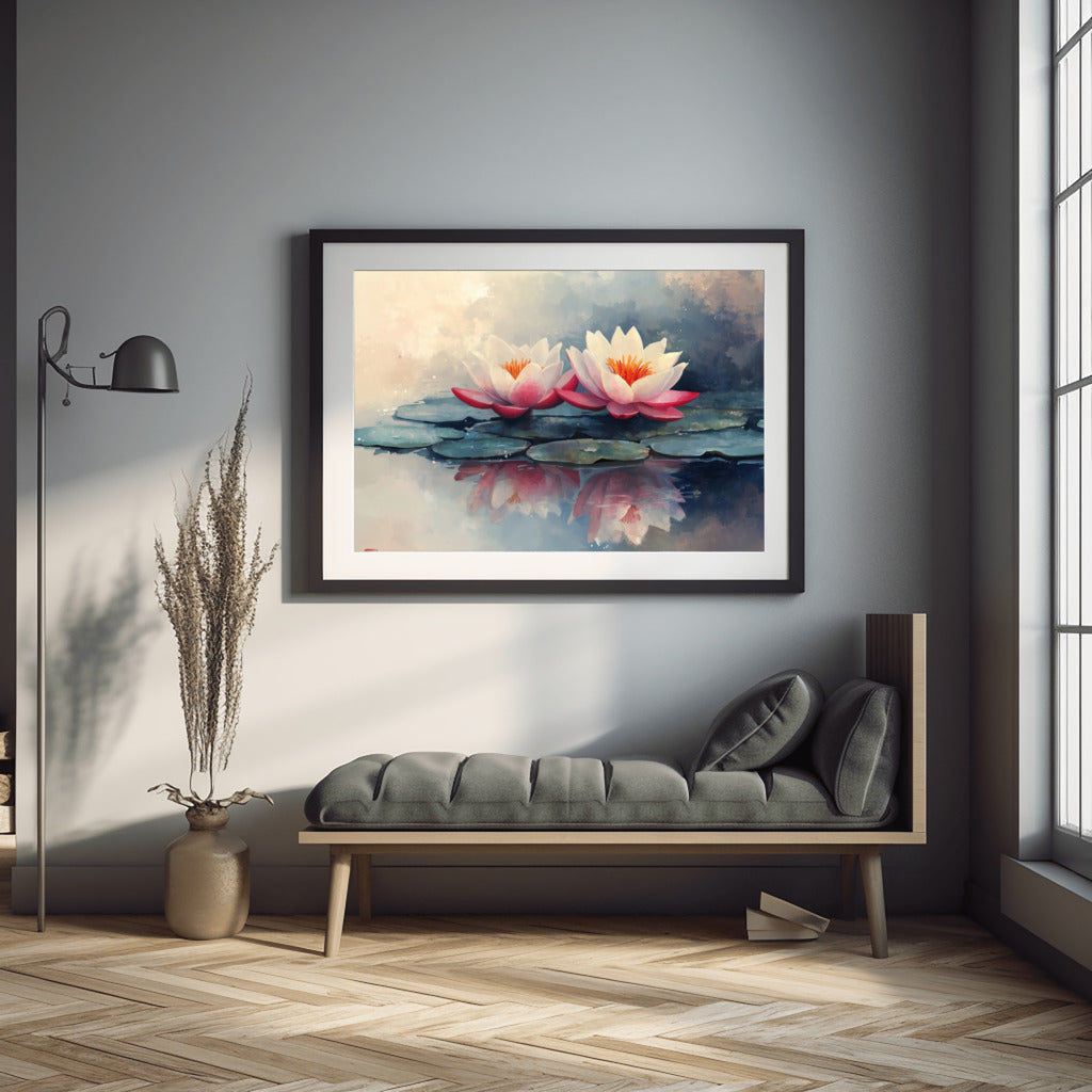 Mystic Lotus Echoes of Peaceful Waters - Vastu Painting for Growth and Career Opportunities