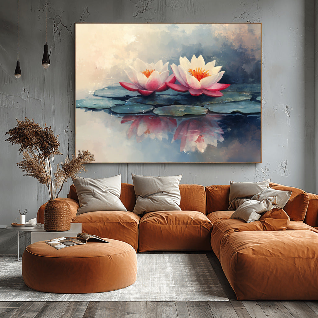Mystic Lotus Echoes of Peaceful Waters - Vastu Painting for Growth and Career Opportunities