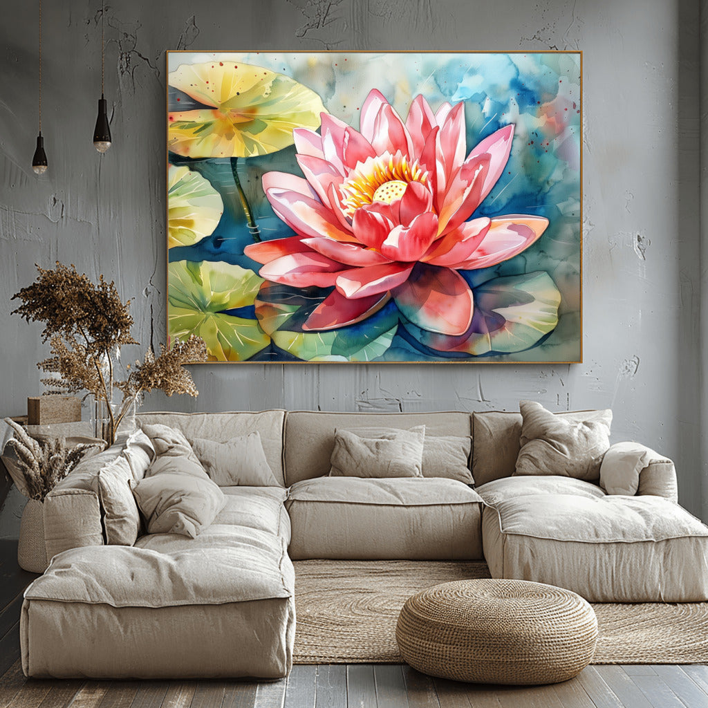 Whispering Petals Lotus in Tranquil Waters - Vastu painting for Prosperity and Harmony