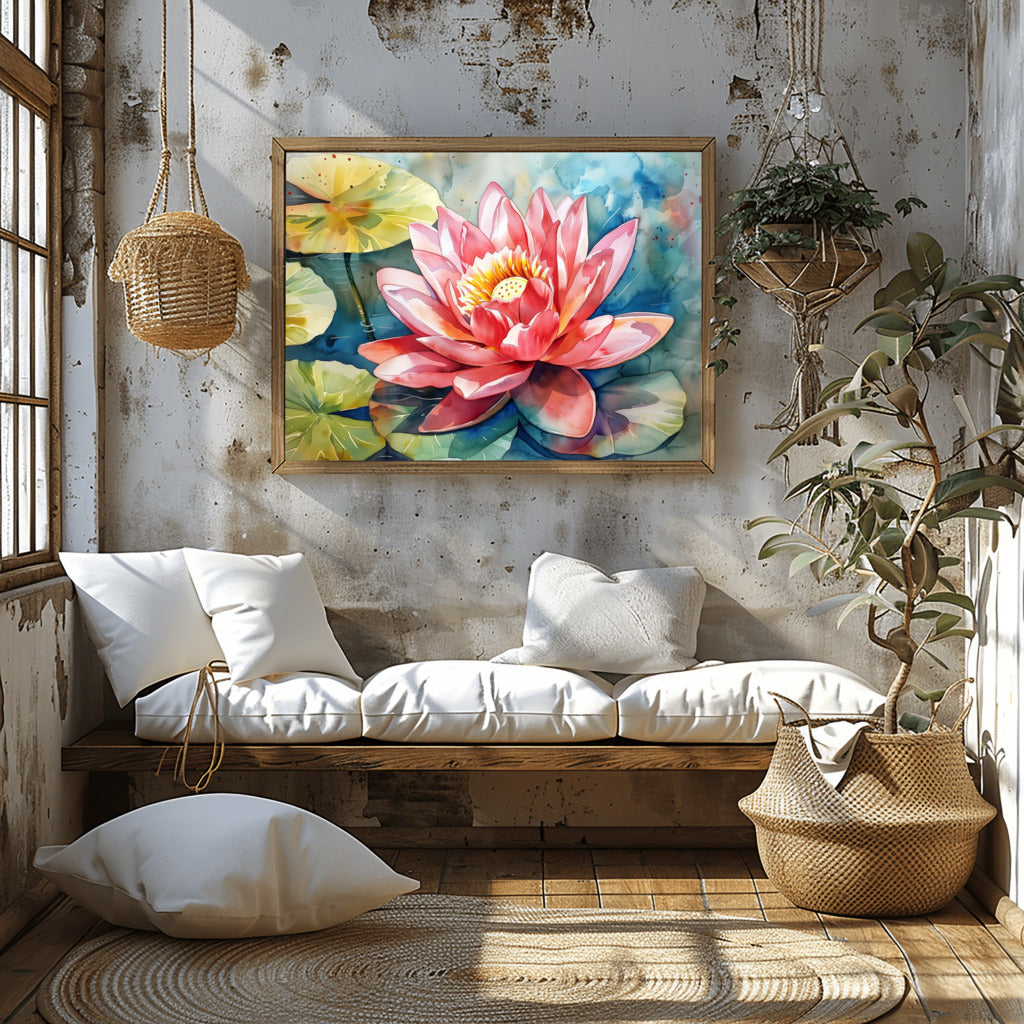 Whispering Petals Lotus in Tranquil Waters - Vastu painting for Prosperity and Harmony