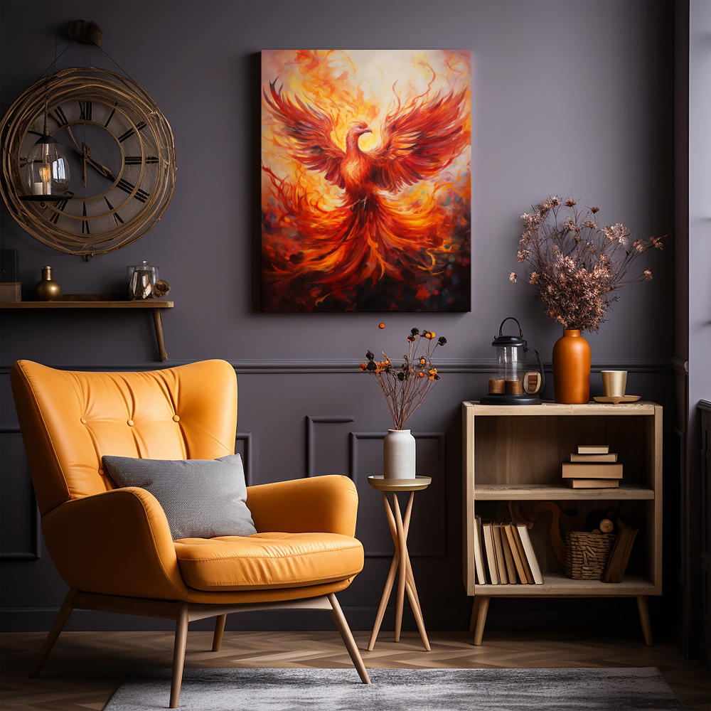Phoenix Soaring from Ashes - Vastu Painting for Growth and Prosperity