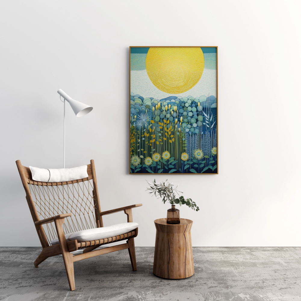 Dotted Sunrise Radiating Serenity and Warmth - Vastu painting for Success & Growth