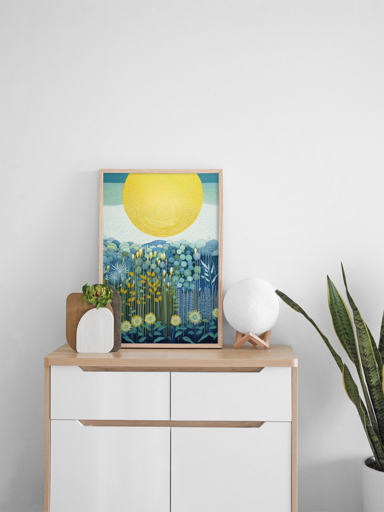 Dotted Sunrise Radiating Serenity and Warmth - Vastu painting for Success & Growth