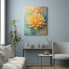 Elegant Yellow Lotus Blossoming - Vastu Painting for Peace and Spirituality