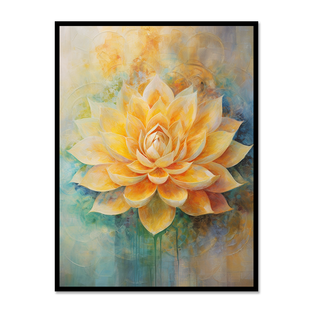 Elegant Yellow Lotus Blossoming - Vastu Painting for Peace and Spirituality