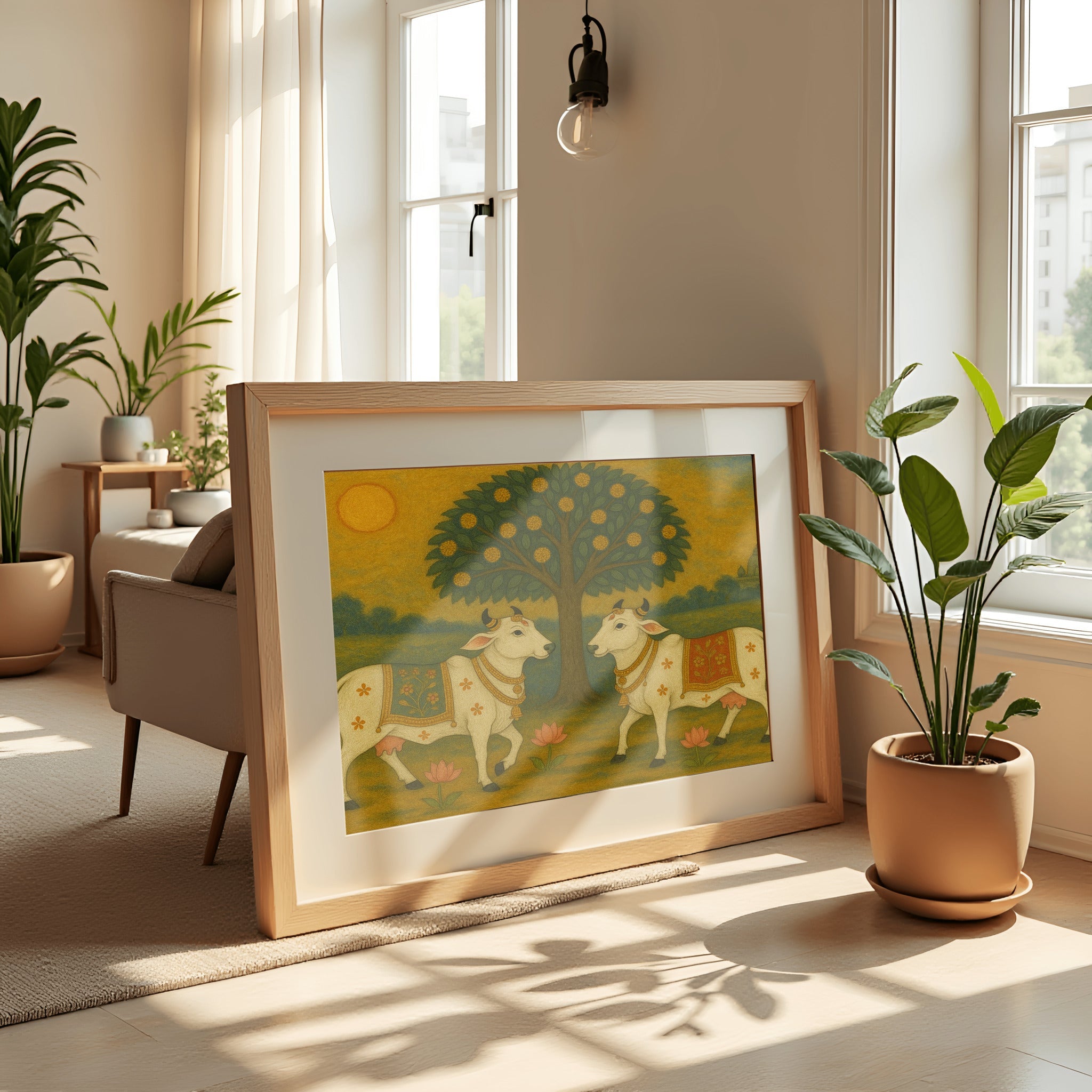 Pichwai Cow Traditional Art Print – Sacred Indian Wall Decor