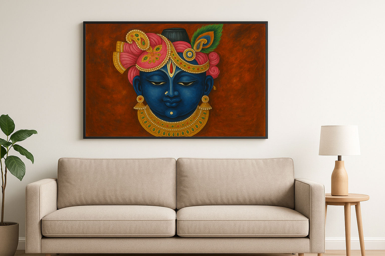Srinathji Pichwai Art Print – Landscape with Divine Aura