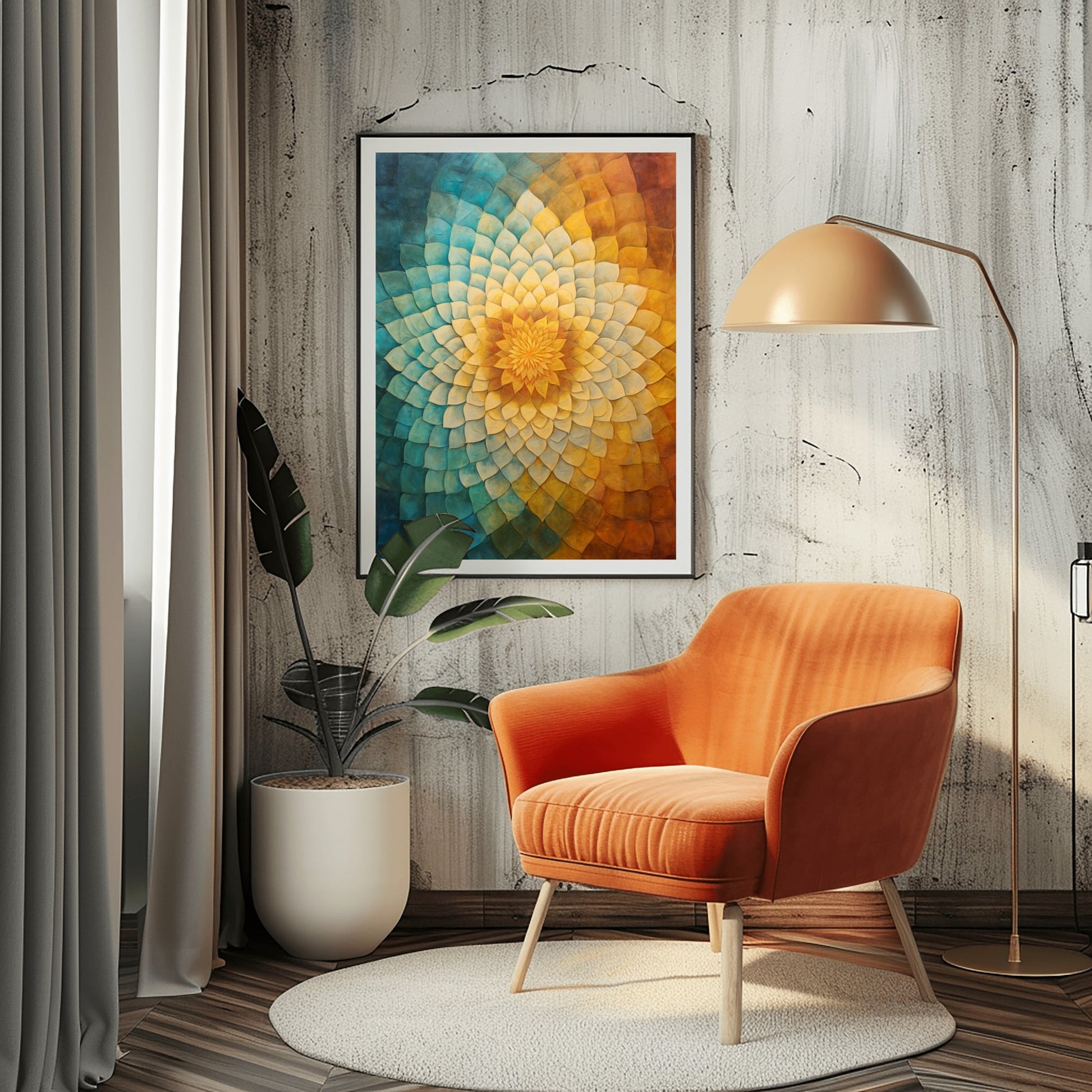 Radiant Mandala Oil Painting – Sacred Geometry Wall Art