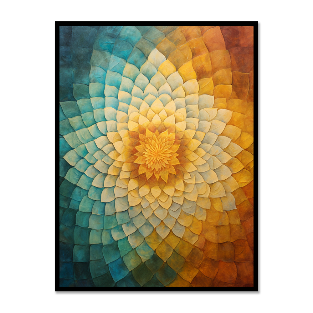Radiant Mandala Oil Painting – Sacred Geometry Wall Art