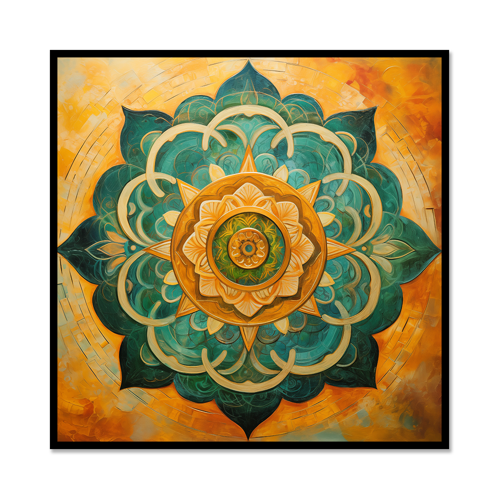 Teal Harmony Mandala – Spiritual Oil Painting