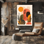 Bohemian Pastel Leaves and Shapes Art - PrintKloud